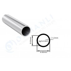 Alüminyum Boru Dış Çap 66mm X Et Kalınlık 1,5mm